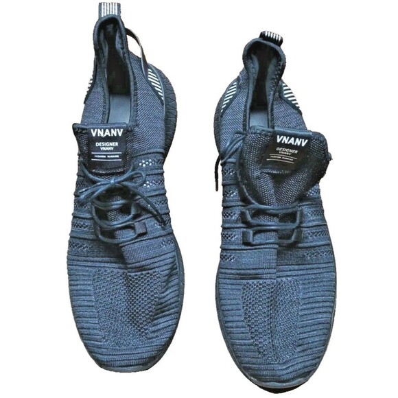 VNANV Black Slip On Designer Fashion Lace Running Shoes Sneakers Size 14 - Picture 1 of 15